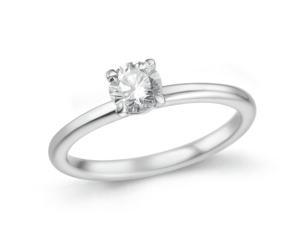 reservé Bague solitaire or blanc 18K avec 0.50ct diamant naturel ( certificat GIA G/VS2 ) serti 4 griffes or blanc 18K