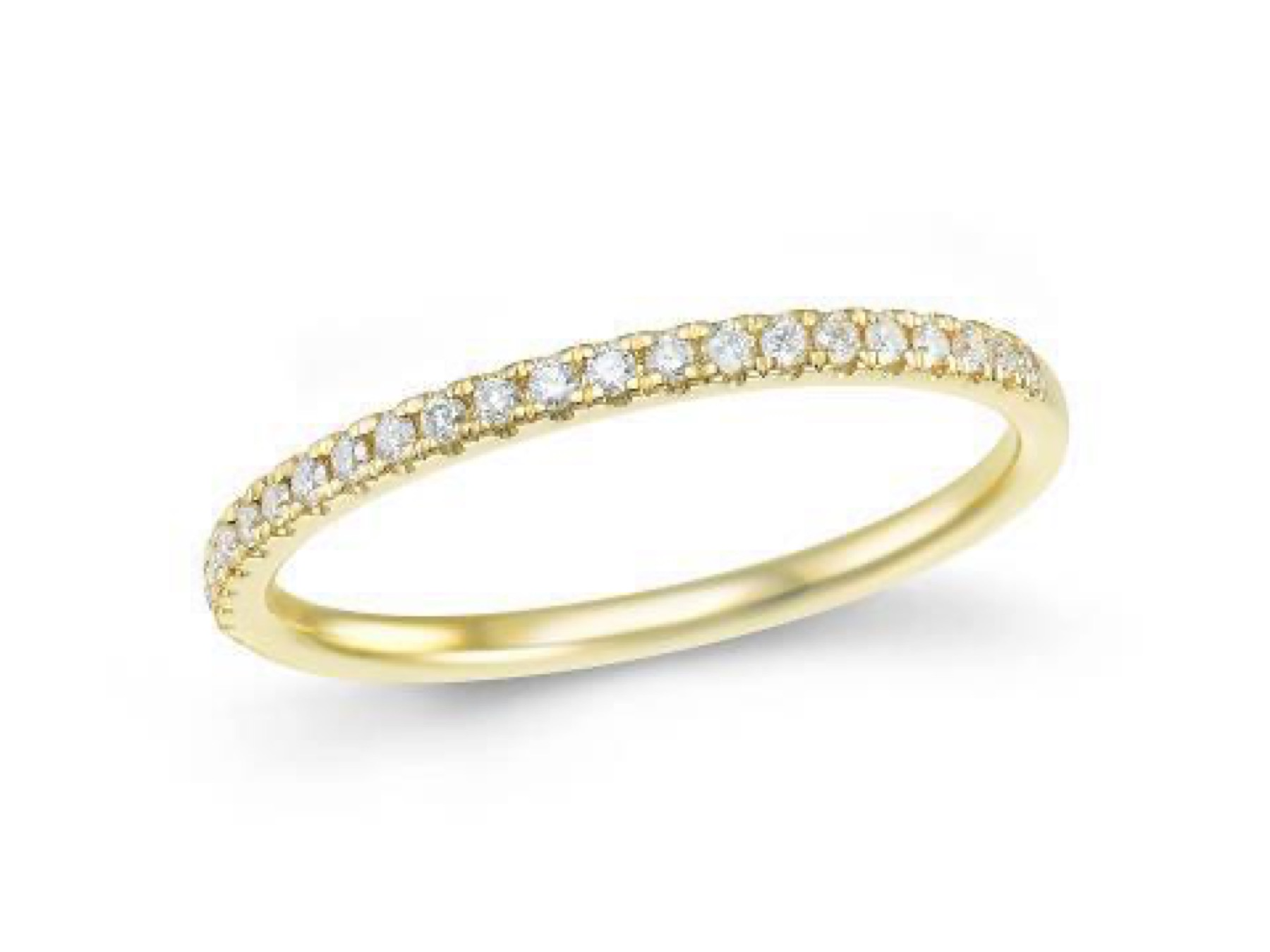Bague alliance or jaune 18K avec 0.16ct diamants naturels