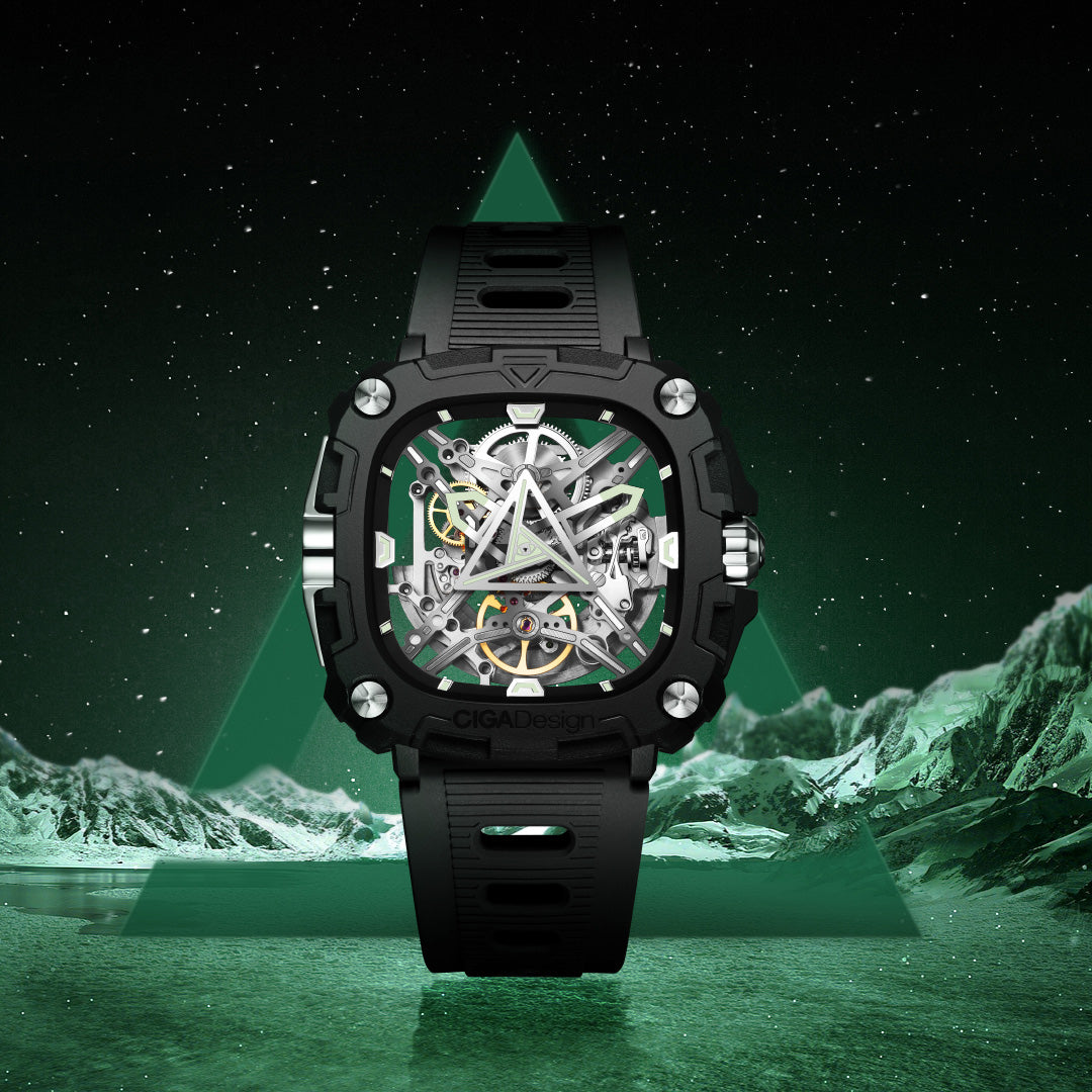 Montre CIGA Design Series X EYE OF HORUS, mouvement mécanique avec réserve de marche 40h et le boîtie en * biocéramique et le bracelet silicone