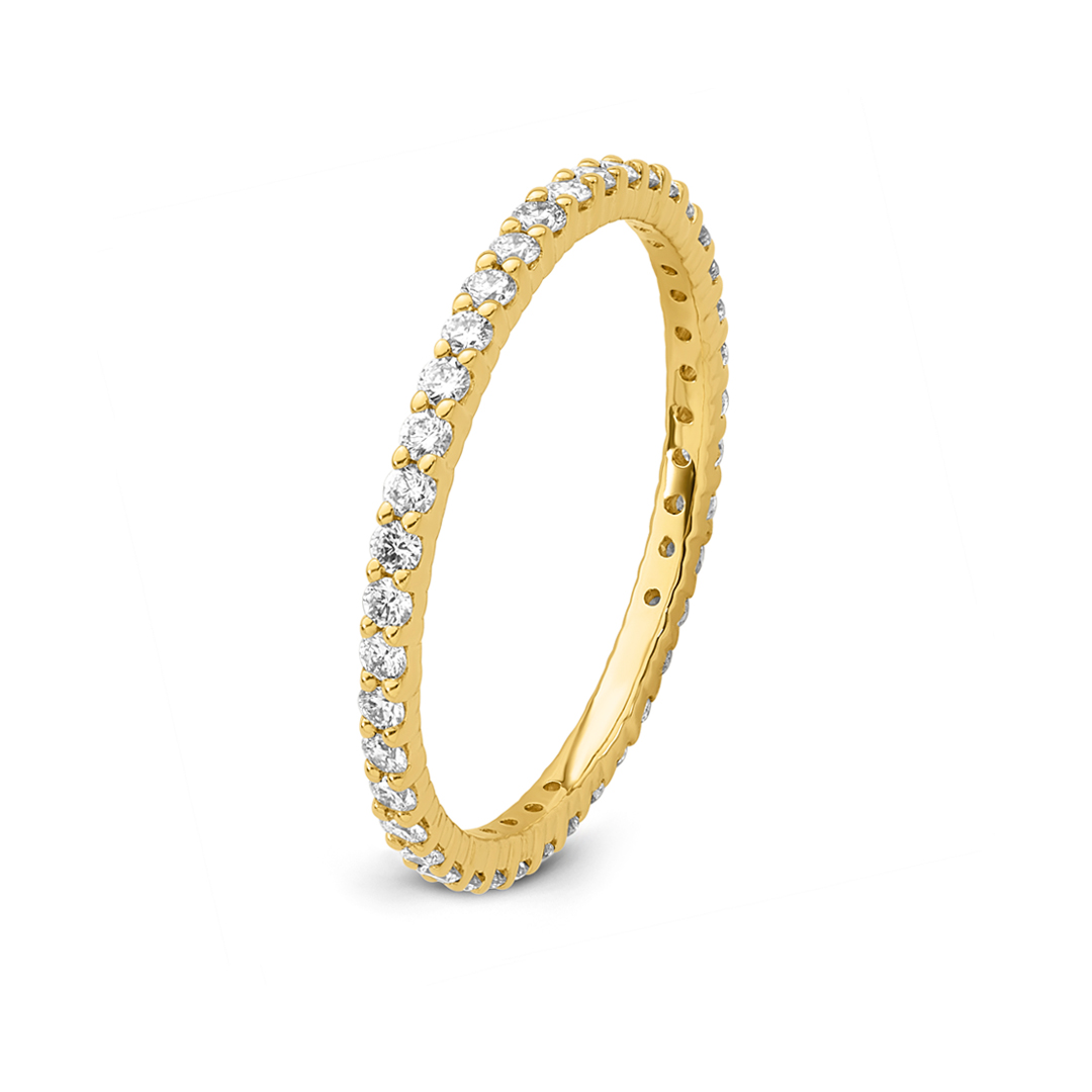 Bague alliance or jaune 18K avec 0.45ct diamants écologique F/VS LAB GROWN, diamant laboratoire ( mesure 52 )