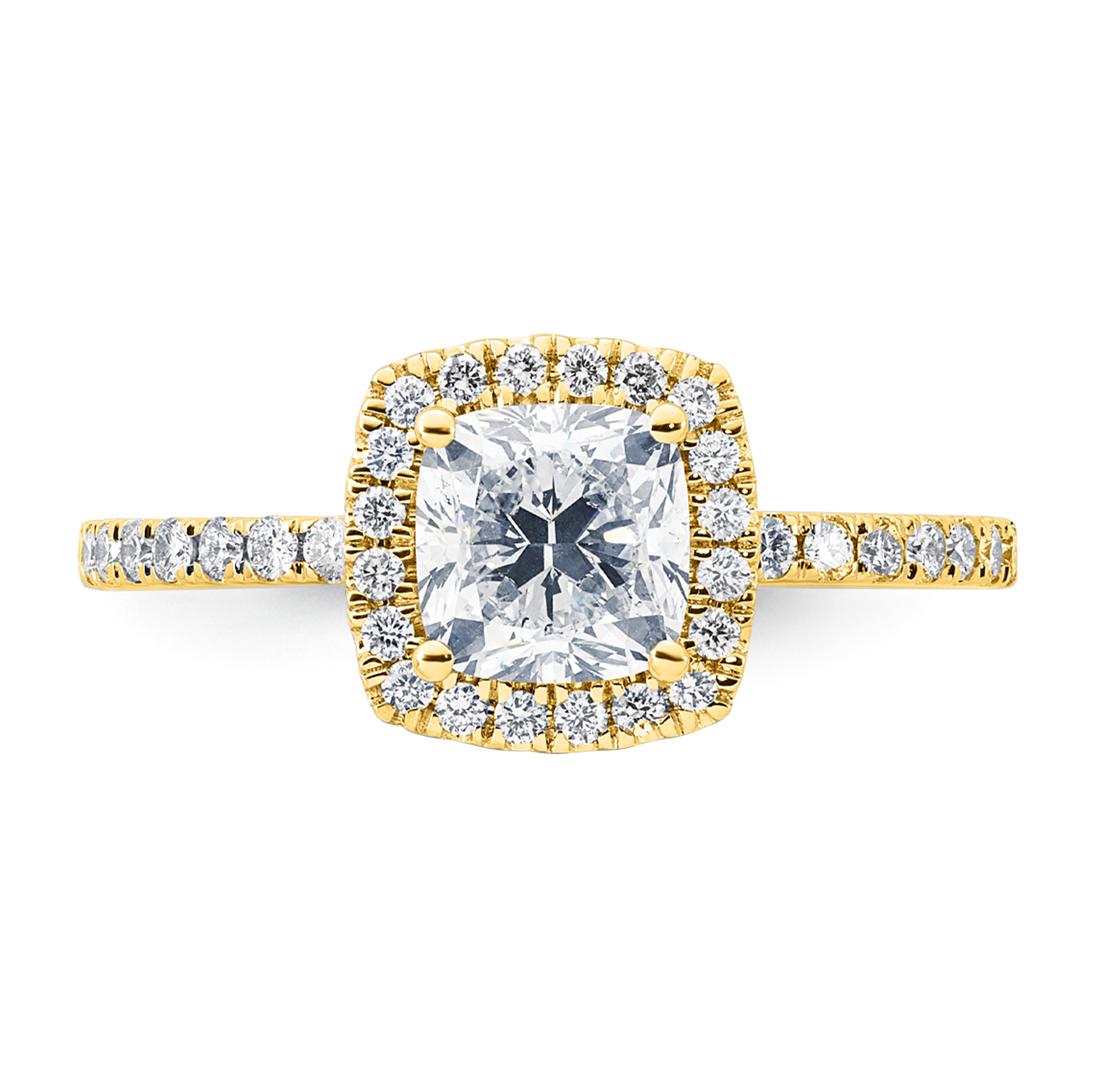 Vendu # Bague entourage ( halo ) or jaune 18K avec 1.01ct diamant coussin écologique LAB GROWN D/VVS2 et 0.4ct diamants F/VS, diamant laboratoire