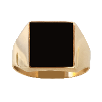 Bague chevalière or jaune 18K avec onyx