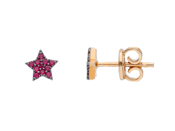 # Boucles d'oreilles étoiles or rose 18K avec 0.21ct rubis