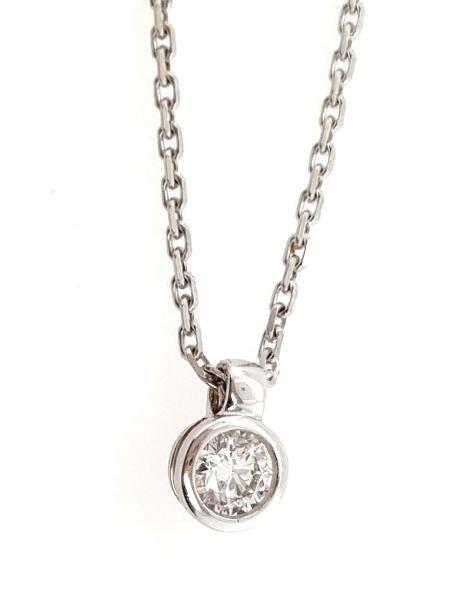 # Collitaire 42cm or blanc 18K avec 0.19ct diamant nature serti clos or blanc 18K