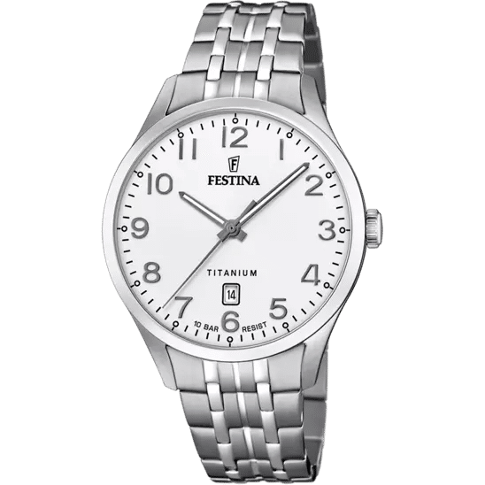 Montre homme Festina TITANIUM, 40mm diamètre du boîtier avec cadran blanc