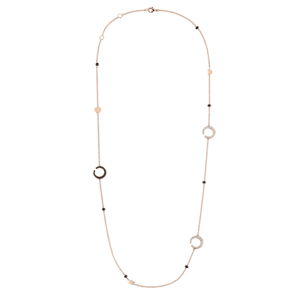 Sautoir chaîne 90cm or rose 18K avec 2.83ct saphir noir et 0.55ct diamants naturels