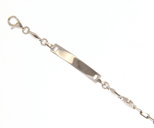 Bracelet bébé 16cm avec plaque or blanc 18K
