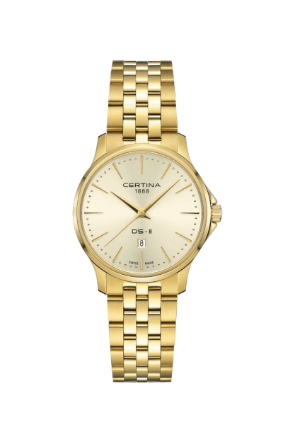 Montre Certina DS-8 Lady, quartz, cadran dorée 31mm