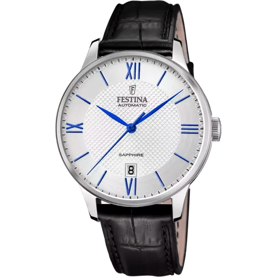 Vendu # Montre homme Festina automatique avec un boîtier acier de 41.5mm  et verre saphir, équipé un bracelet de cuir.