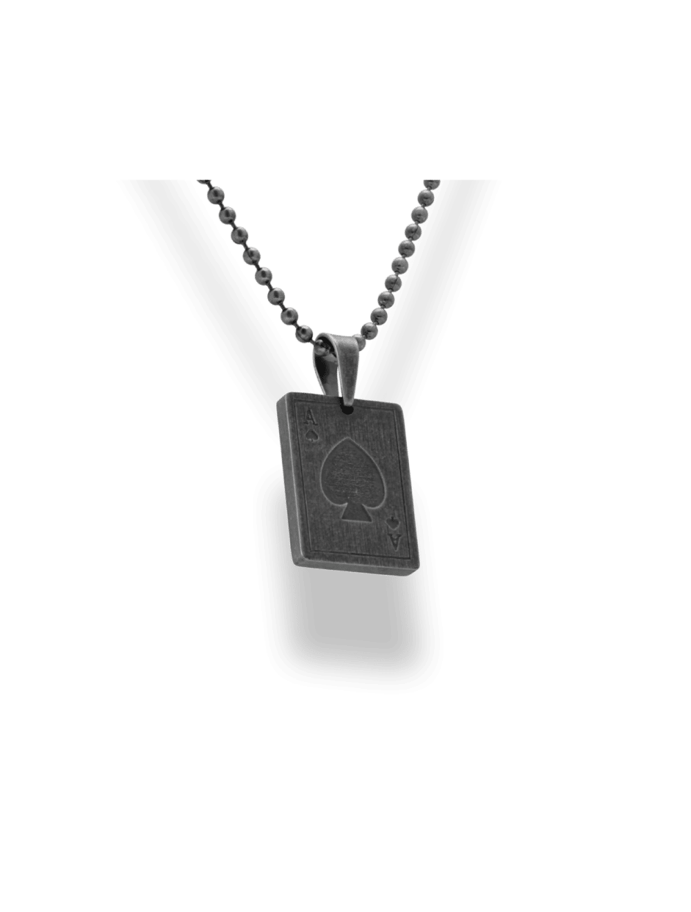 # Chaîne 50cm acier avec pendentif POKER acier vieilli 15x20mm