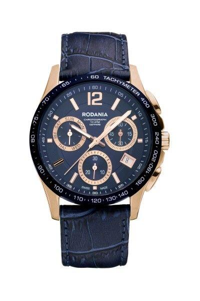 Montre Rodania Chrono plaqué or rose avec verre saphir 43mm