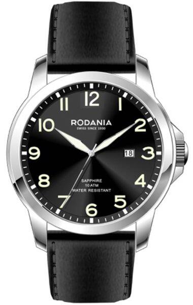 Montre homme Rodania Vancouver en acier sur cuir noir verre saphir 42mm