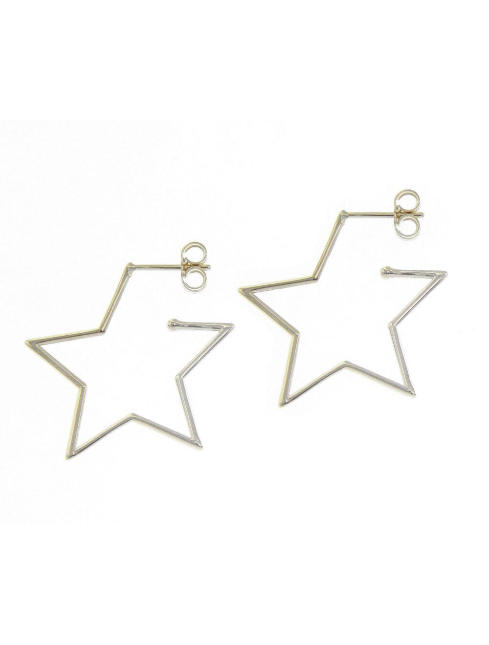 # Boucles d'oreilles créoles etoile or blanc 18K
