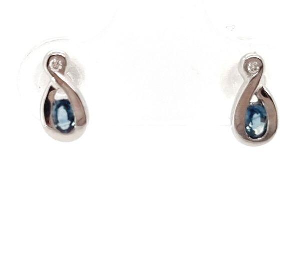 # Boucles d'oreilles or blanc 18K avec 0.15ct saphir et 0.01ct diamants naturels
