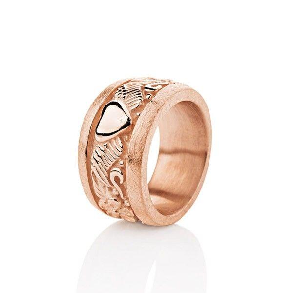 # Bague argent Drachenfels,  plaqué doré rose, coeur et fleures, Carpe Diem, mes 67