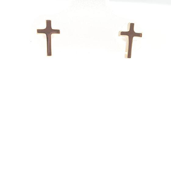 # Boucles d'oreilles croix or jaune 18K