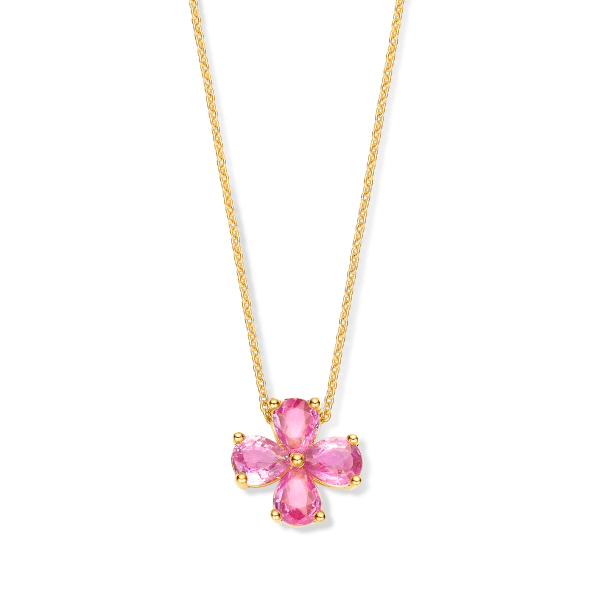 # Collier chaîne 42+3cm or jaune 18k avec 1.34ct saphir rose