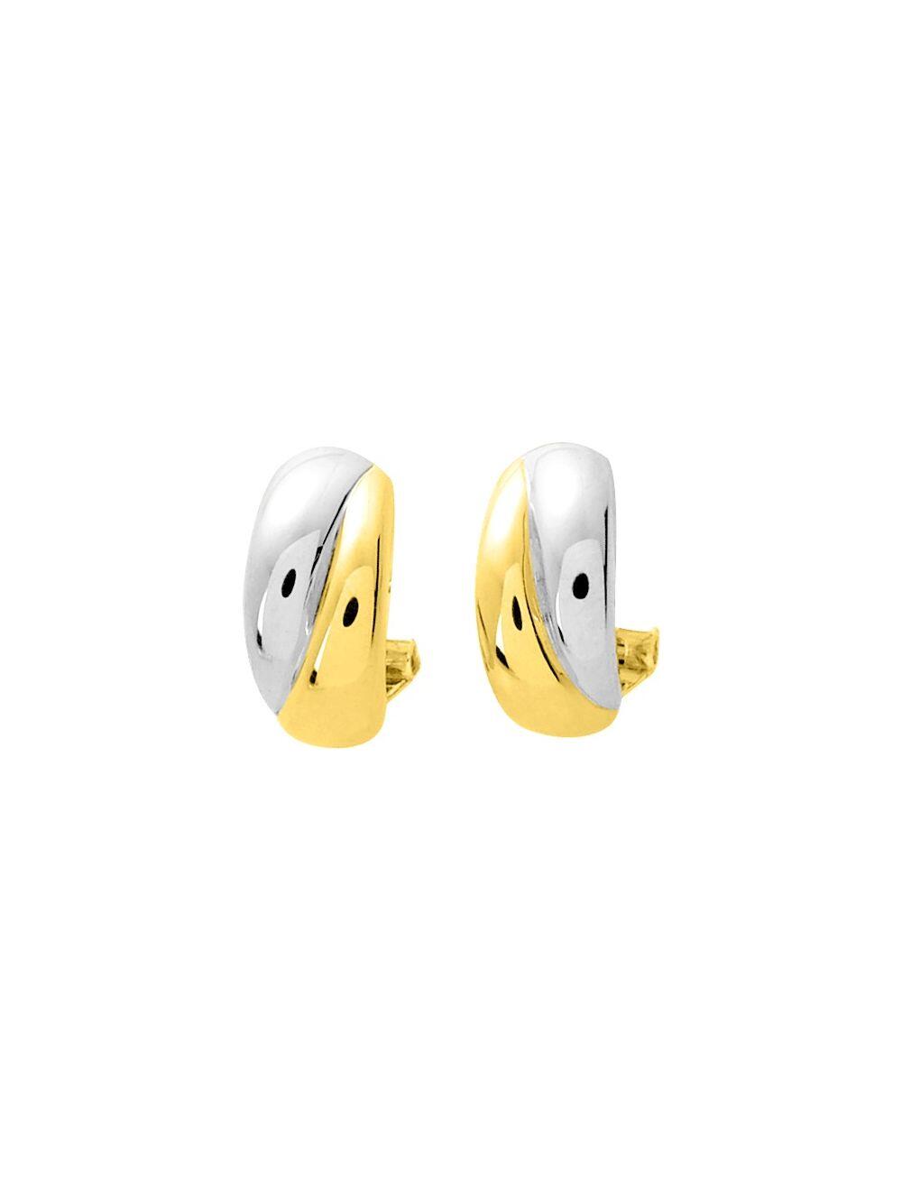 # Boucle d'oreilles système tiges clips or jaune 18K et or blanc 18K