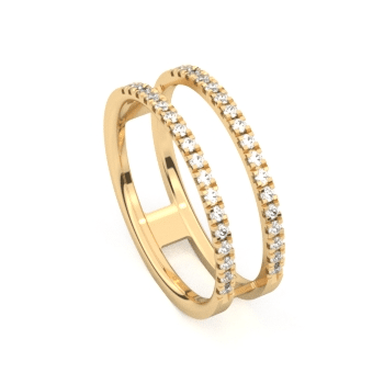Double bague or jaune 18K avec 0.272ct diamants naturels