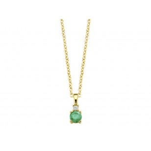 Pendentif or jaune 18K avec 0.38ct emeraude et 0.02ct diamants naturels