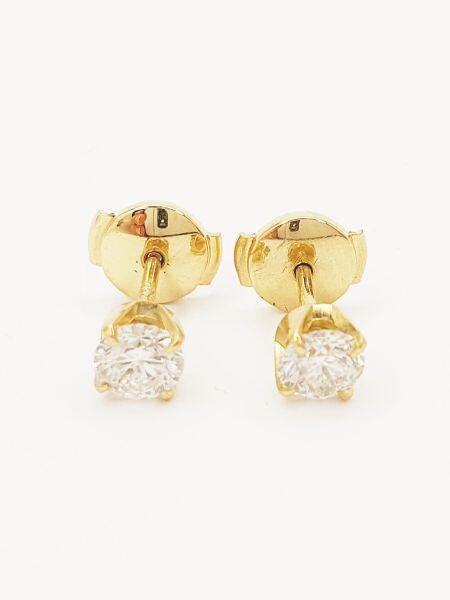 # Boucles d'oreilles 4 griffes or jaune 18k et 0.70ct diamants naturels 2x0.35ct G VS1 avec poussettes "ALPA"