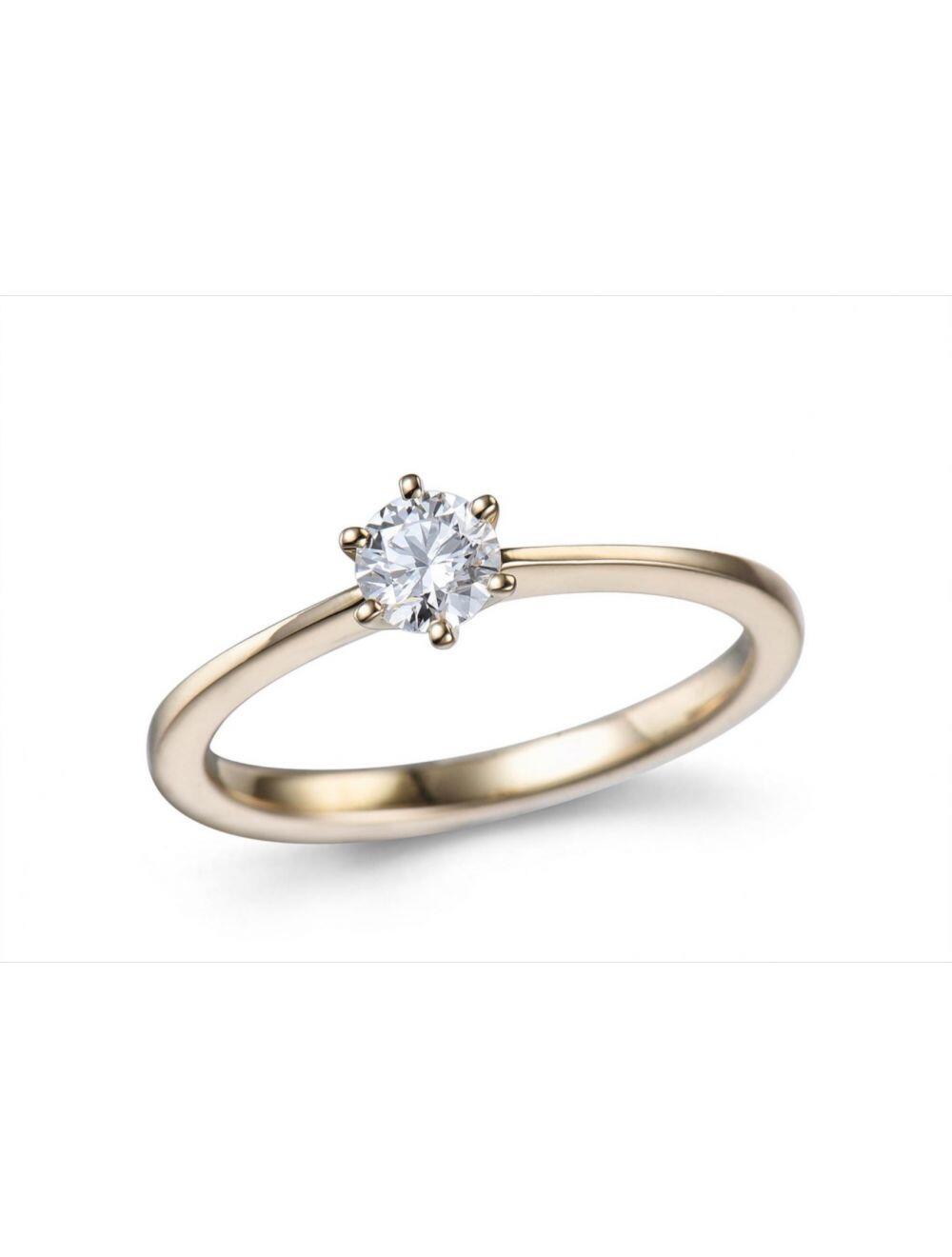# Bague solitaire or jaune 18K avec 0.40ct diamant naturel serti 6 griffes or jaune 18k