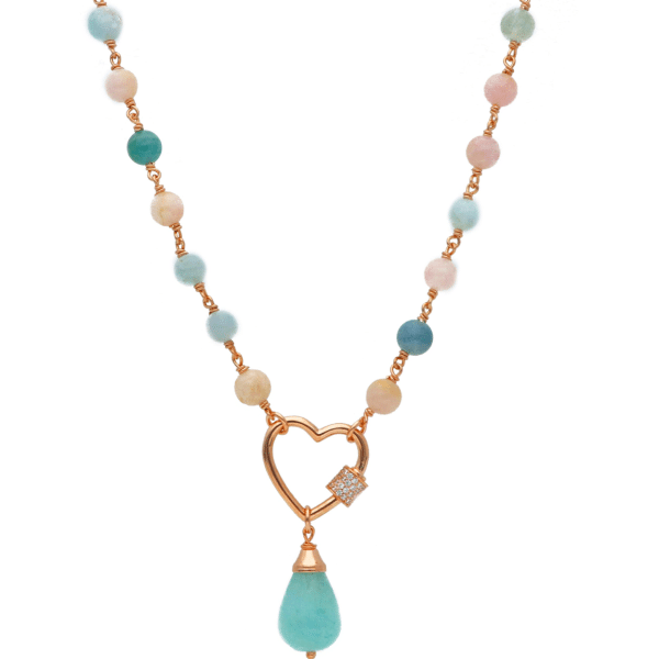 Collier 40cm argent rosée avec pierres
