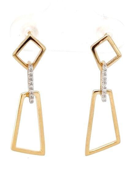 # Boucles d'oreilles pendantes or jaune 18k avec 0.072ct diamants naturels