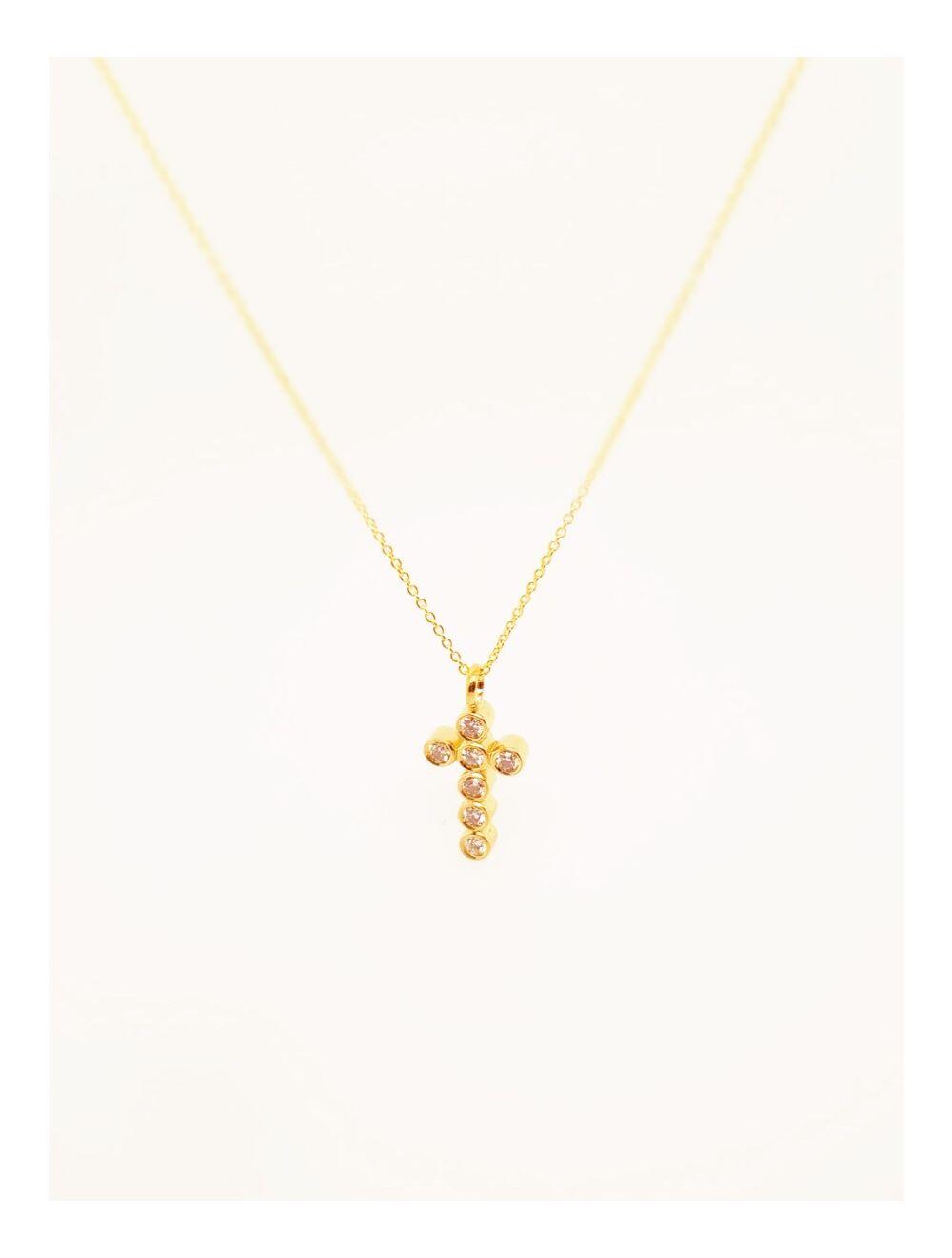Vendu # Collier chaîne 44cm or jaune 18K avec 0.132ct diamants naturels