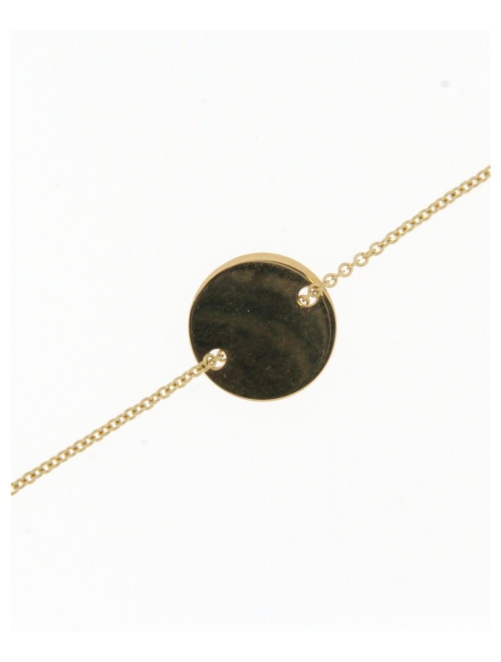 # Bracelet identité pastille ronde  18cm or jaune 18K