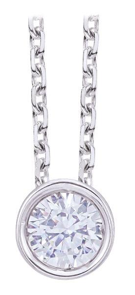 # Collitaire chaîne 42cm or blanc 18K avec 0.10ct diamant serti clos or blanc 18K