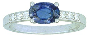 vendu # Bague or blanc 18K avec 1.00ct saphir de ceylan bleu clair et 0.12ct diamants naturels