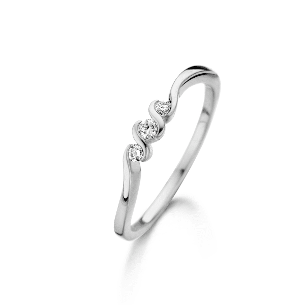 Bague or blanc 18k avec 0.10ct diamants naturels