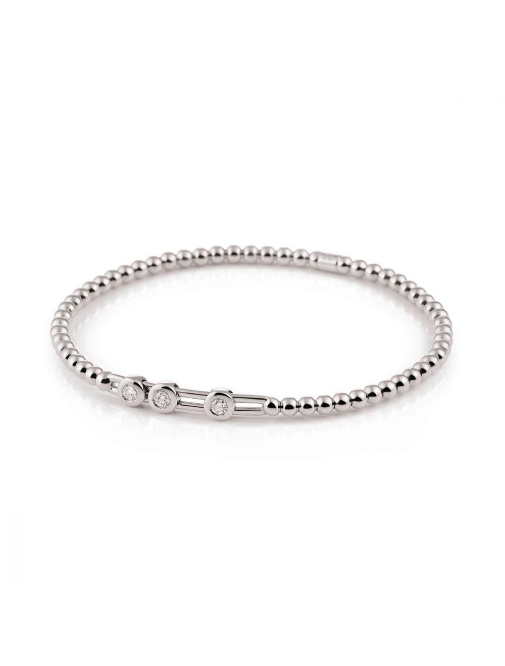 # Bracelet or blanc avec 0.18ct diamants naturels