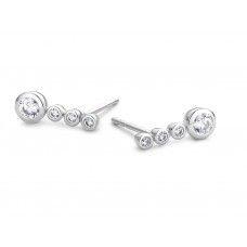 # Boucles d'oreilles or blanc sertie clos avec 4 circons