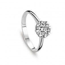# Bague entourage halo or blanc 18K avec 0.40ct diamants naturels serti  griffes coeurs