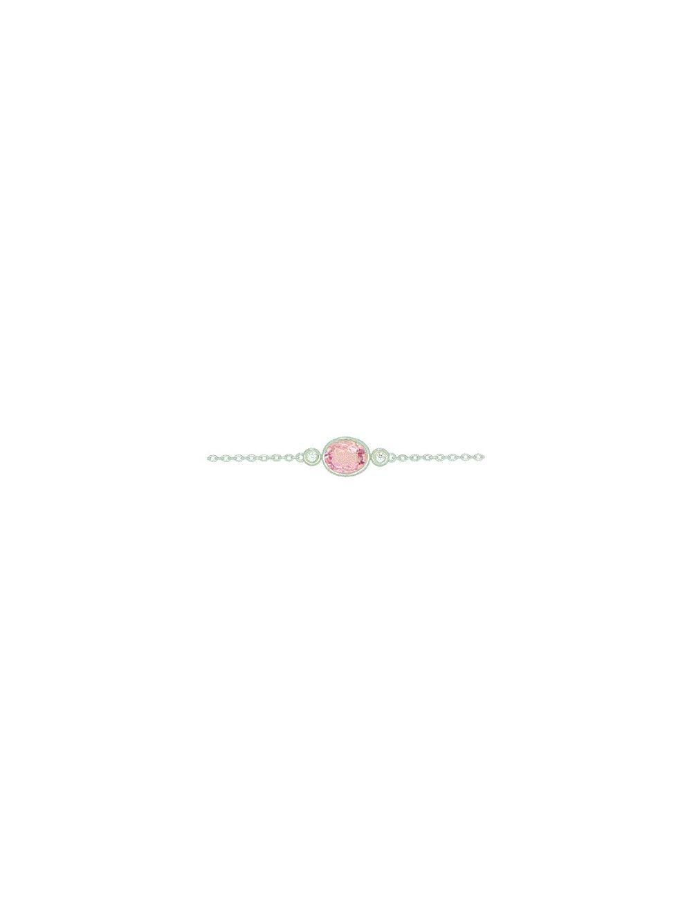# Bracelet 18cm or blanc avec 0.50ct saphir rose et 0.02ct diamants naturels