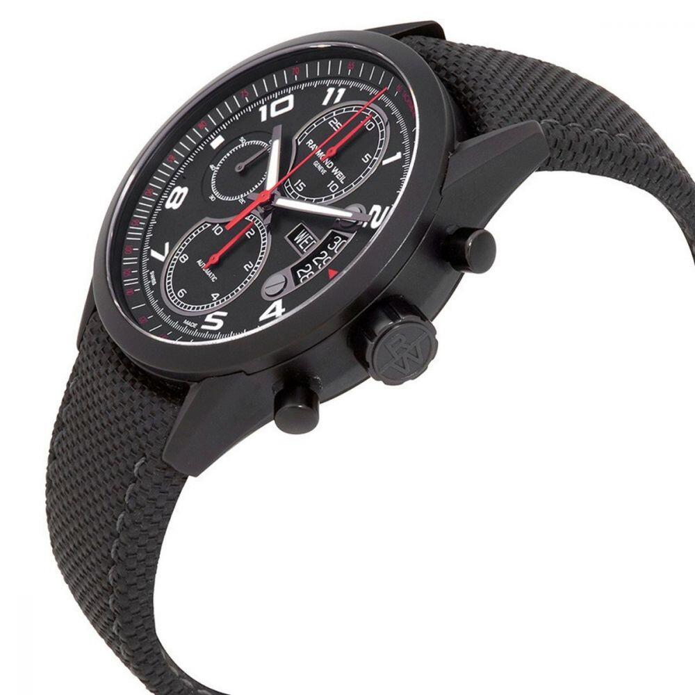 # Montre limitée Raymond Weil Freelancer 42mm, 14mm épaisseur, all black edition automatique sur cuir boucle déployante
