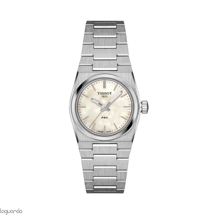Montre dame Tissot mini PRX 25mm quartz, bracelet acier, mat satiné brossé cadran nacre 10 bar étanche