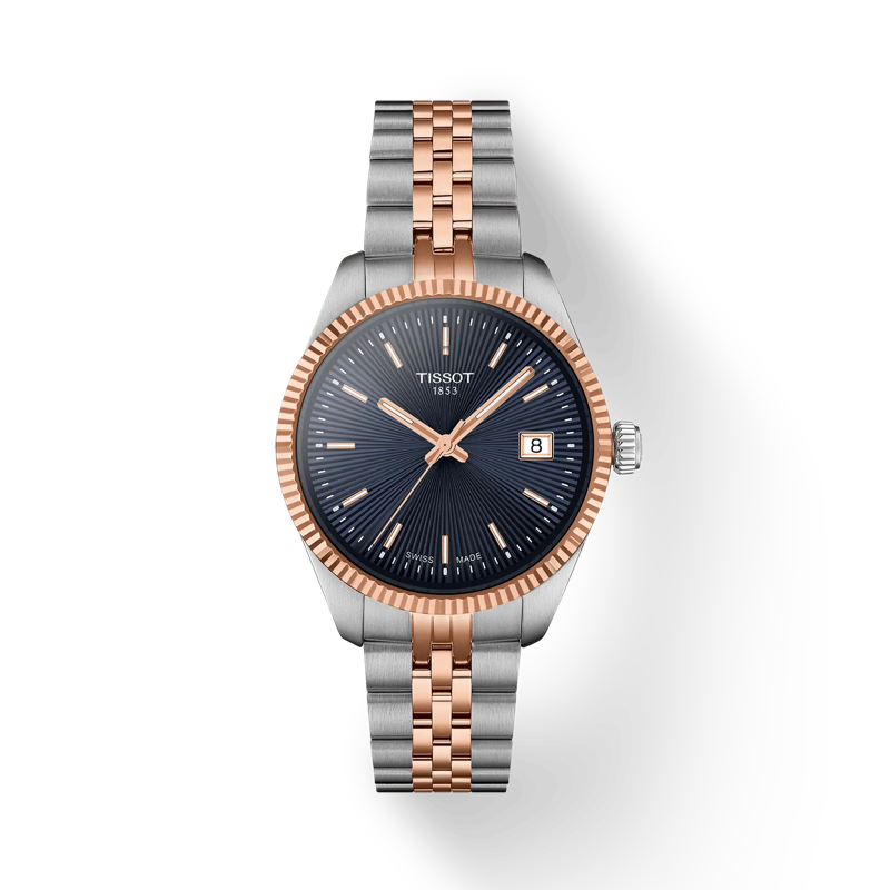 réservée Montre Tissot Ballade, cadran bleu 34mm en acier inoxydable bi-couleurs