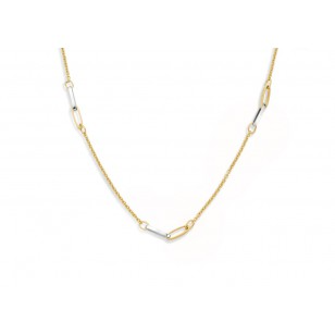 Collier chaîne 45cm or jaune 18K et or blanc 18K