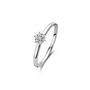 Bague or blanc 18K avec 0.070ct diamants naturels