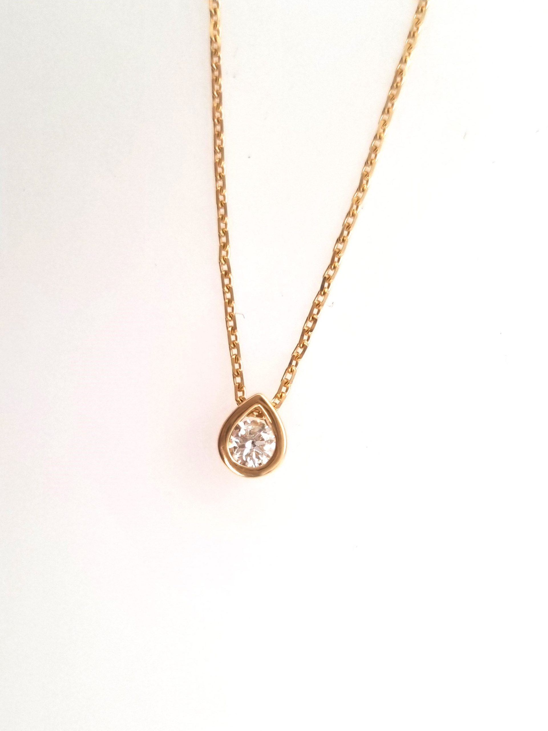 Collier chaîne 40+2cm or jaune 18K avec 0.20ct diamant naturel serti clos or jaune 18K