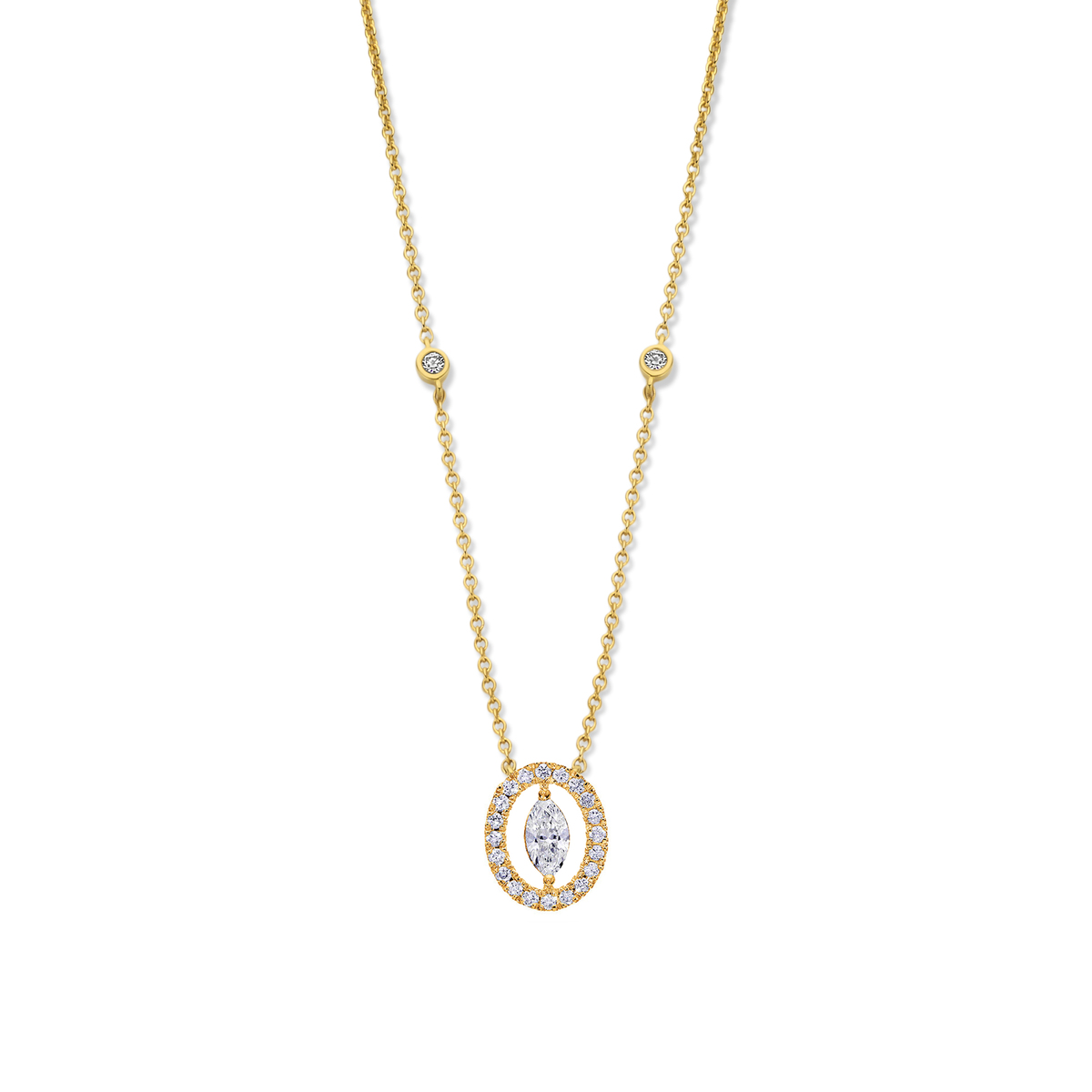 Collier chaîne 40+2cm or jaune 18K avec 0.28ct diamants naturels