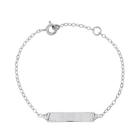 Bracelet bébé 12.5+2cm avec plaque rectangulaire or blanc 18K