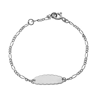 Bracelet identité bébé 12+2cm avec plaque ovale or blanc 18k