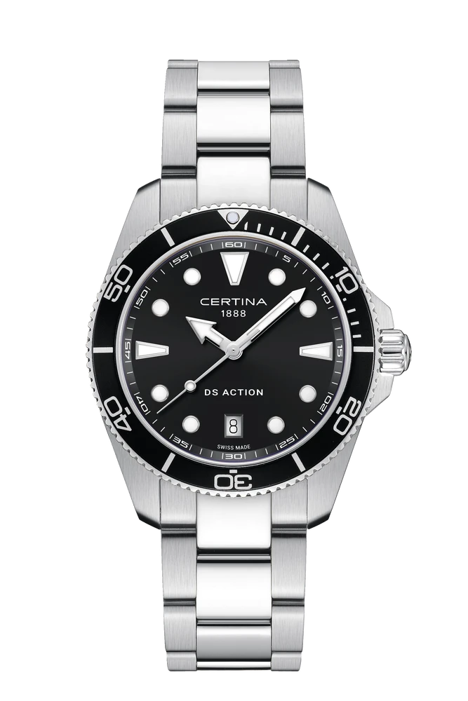 Montre Certina Action DS, quartz, cadran noir 40mm