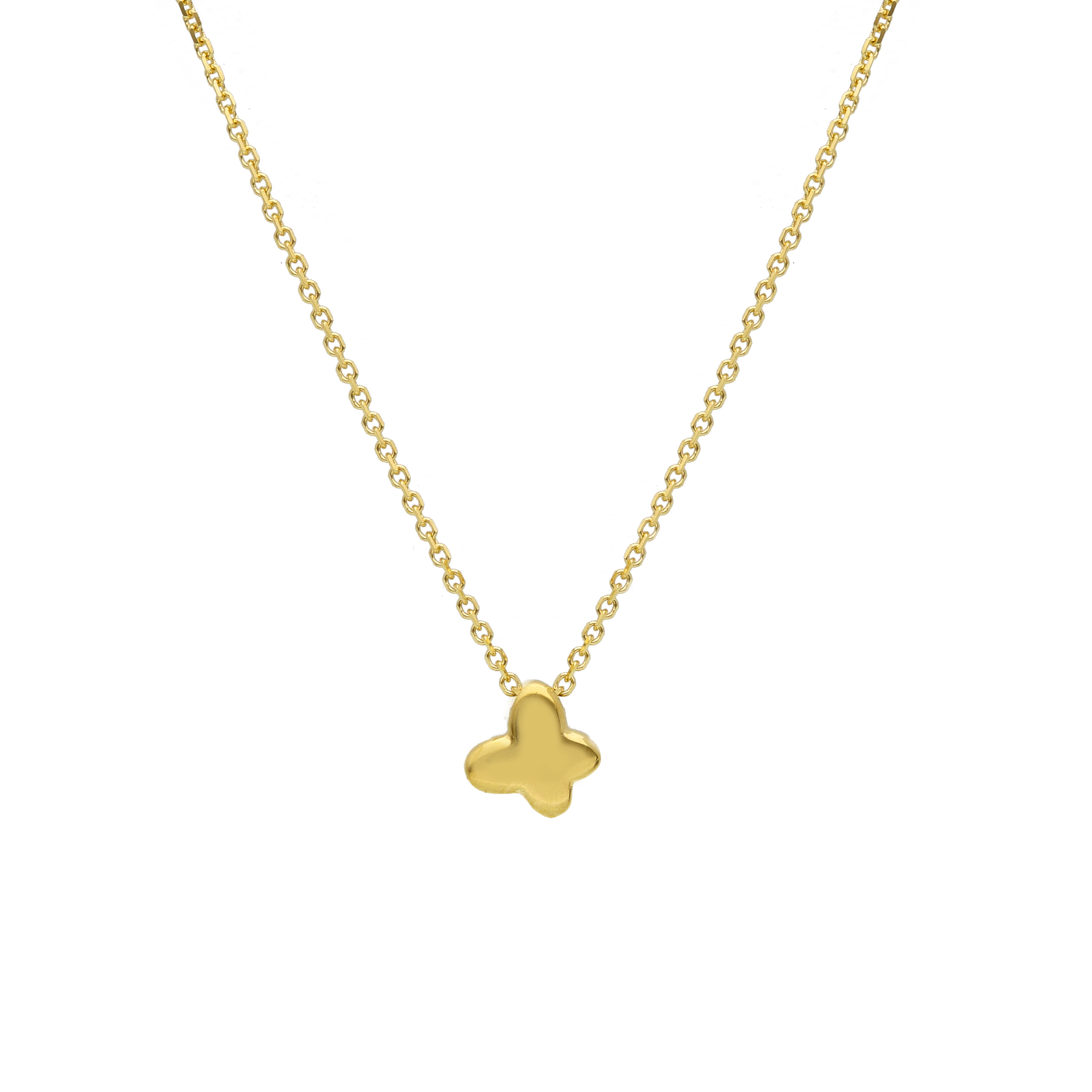 Collier chaîne 39+3cm or jaune 18K avec papillon