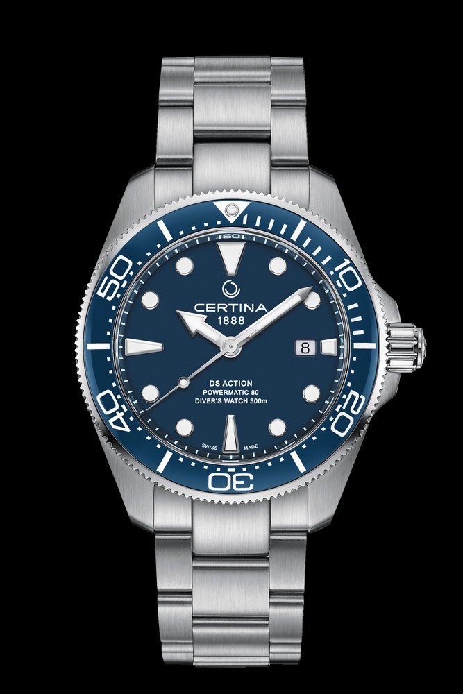 Montre Certina DS Action Diver Automatique Powermatic 80, boîtier Titane et cadran bleu 38mm