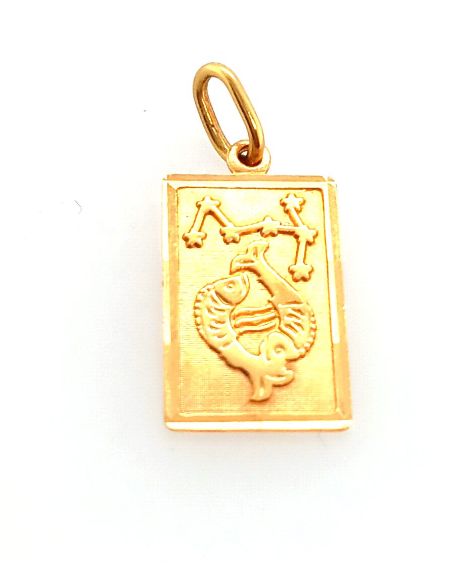 Pendentif médaille horoscope poissons1.3X0.8cm or jaune 18K ( dernier modele )